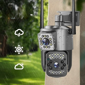 Вулична камера SC03 V380pro з двома лінзами та під'єднанням через Wi-Fi/LAN для дому та охорони