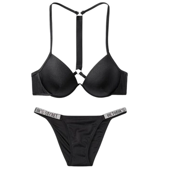 Купальник Victoria Secret с push up с лентой из стразов на спинке 34B + плавки S со стразами