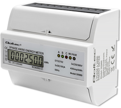 Trójfazowy dwukierunkowy elektroniczny licznik Qoltec 50989 (5901878509891)