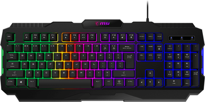 Клавіатура мембранна MSI FORGE GK100 104key, USB-A, EN/UKR/RU, ColorLED, чорний 309665