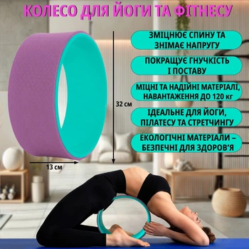 Колесо для йоги и фитнеса (йога кольцо) 32х13см OSPORT Fit Wheel Yoga (MS 1842) Розово-мятный