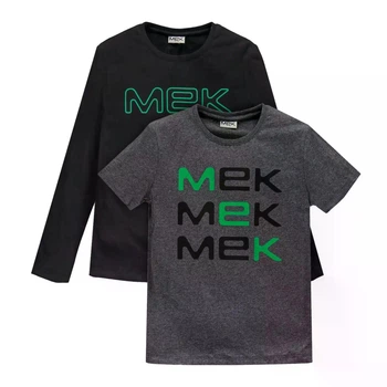 Комплект с двух футболок с длинными и короткими рукавами с логотипом Mek 203MHFL004-995 черный, серый 170