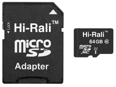 Карта памяти Hi-Rali microSDXC 64Gb (UHS-1 U1) (Class 10) (R-90 Mb/s, W-10 Mb/s) + Adapter SD