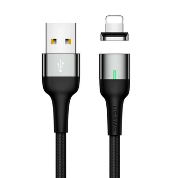 Магнітний кабель для заряджання Usams US-SJ326 U28, 2.4 А, 1 м, USB Type-A х Lightning, Сірий