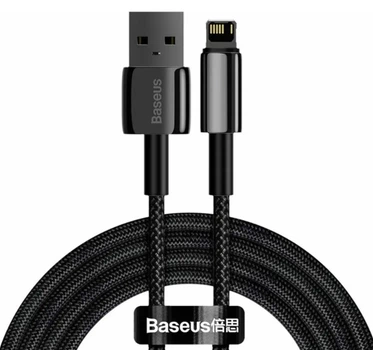 Кабель Baseus Tungsten Gold Fast Charging Data Cable USB to iP 2.4A 2m Black (CALWJ-01)
