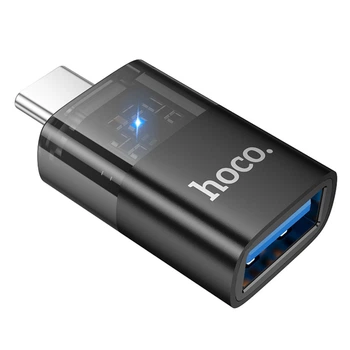 Адаптер Hoco UA36B Type-C male to USB female OTG transparent adapter Black