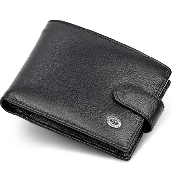 Класичне чоловіче портмоне з натуральної шкіри ST Leather ST102 чорне 9,5 см