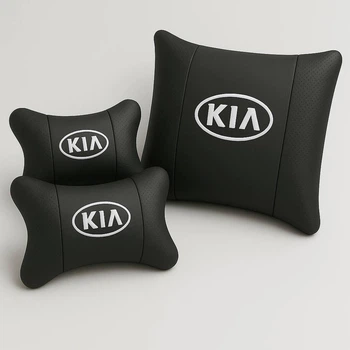 Комплект подушек в авто для поясницы и подголовника с логотипом KIA