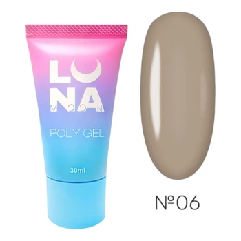 Полигель LUNAmoon для наращивания Poly Gel №6, коричневый, 30 мл