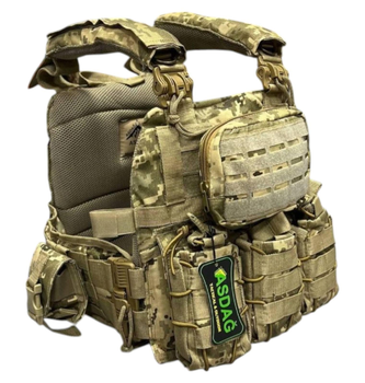Тактическая армейская штурмовая плитоноска Asdag с быстрым сбросом Cordura 1000D пиксель