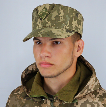 Кепка мазепинка пиксель ВСУ с кокардой, кепка армейская уставная пиксель, кепка ЗСУ 62