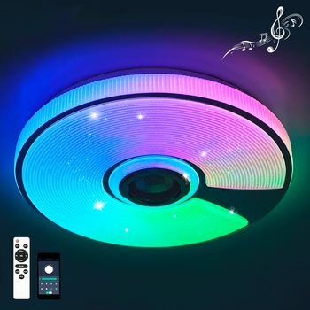 Музыкальная светодиодная люстра SONG R RGB 60W Esllse с динамиком и приложением для смартфона APP Ø380х70мм