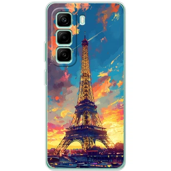 Силиконовый Чехол с Картинкой для Infinix Hot 50 Pro Plus Принт (Париж, Эйфелева Башня) (66408-ysm038)