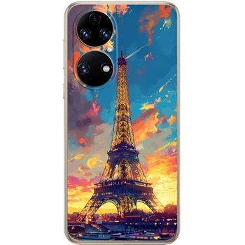 Силиконовый Чехол с Картинкой для Huawei P50 Принт (Париж, Эйфелева Башня) (66010-ysm038)