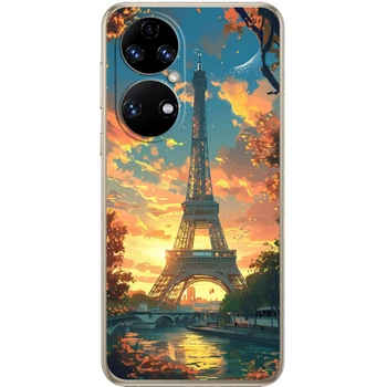 Силиконовый Чехол с Картинкой для Huawei P50 Принт (Париж, Эйфелева Башня) (66010-ysm037)
