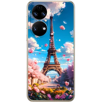 Силиконовый Чехол с Картинкой для Huawei P50 Принт (Париж, Эйфелева Башня) (66010-ysm035)