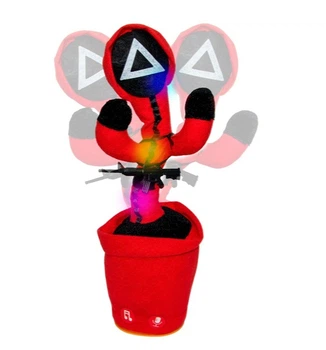 Танцующий кактус Игра в кальмара Dancing SQUID 120 песен с подсветкой 32 см