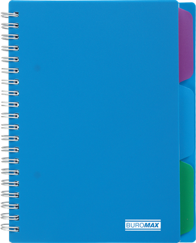 Зошит Buromax Bright B6 100 аркушів у клітинку з 3 розділювачами Синій (BM.24365912-02)
