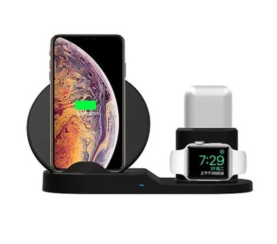 Док станция беспроводная Wireless fast charger 3in1 10 Вт для Apple iPhone и Samsung S6/S6 Edge