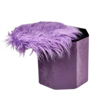 Тумба-пуф з кришкою Stenson Mossy 30х28 см плюшева оббивка Фіолетовий (R33436)