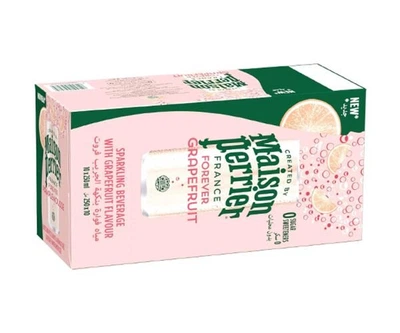 Упаковка минеральной газированной воды со вкусом Грейпфрута Maison Perrier Forever Grapefruit, 10 шт. х 0,25 л, без сахара, ж/б
