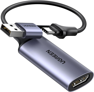 Карта захвата UGREEN Full HD 1080P 4K HDMI на USB 2.0 HDMI Карта видеозахвата USB-A/USB-C Gray (CM489)