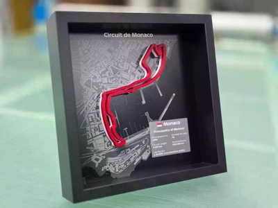 Об'ємна Рамка з Кольоровою 3D Трасою Monaco Circuit (Circuit de Monaco) / Monte Carlo / Монако в Масштабі 1:40 000 / F1 Frame 27x27x6