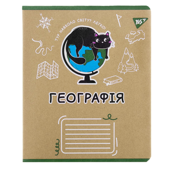 Зошит шкільний YES, 48 аркушів, ГЕОГРАФІЯ, Кліточка, (767453)