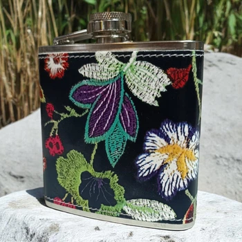 Фляга Hip Flask Цветок D412Black 6Oz/170ml из нержавеющей стали