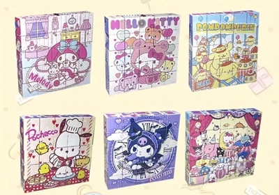 Магнитный конструктор пазл 6 в 1 кубики на магнитах для девочек Kuromi Sanrio Melody Cinnamon Dog Hello Kitty Pacha