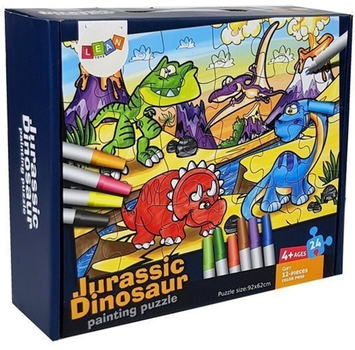 Puzzle do kolorowania Lean Toys Era Dinozaurów 24 elementy 7798 (5903802453898)
