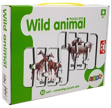 Puzzle edukacyjne Lean Toys Dzikie zwierzęta 10 połączeń 7811 (wersja angielska) (5903802454024)