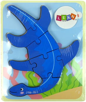 Puzzle drewniane Lean Toys Dinozaury Pterodaktyl i Pliosaurs 6 elementów 10342 (5904665991817)