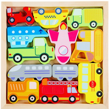 Puzzle drewniane Lean Toys Środki transportu do dopasowania 12 elementów 12213 (5904665999547)