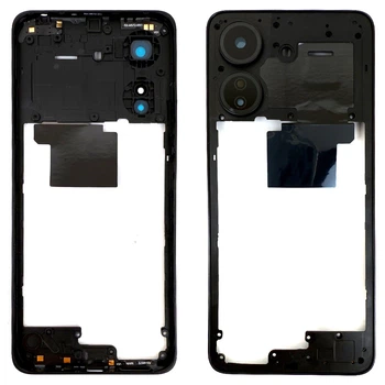 Рамка корпуса для Xiaomi Redmi 13C (черная со стеклом камеры)
