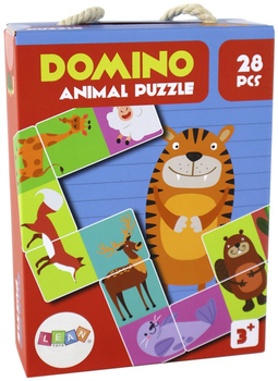Puzzle Lean Toys Dwustronne domino zwierzęta 10 x 5 cm 28 elementów 16515 (5905884450246)
