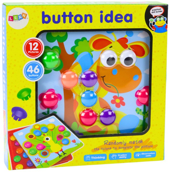 Zestaw Puzzle Lean Toys Obrazkowa z kolorowymi guzikami 12 obrazków 46 elementów 20166 (5905991023517)