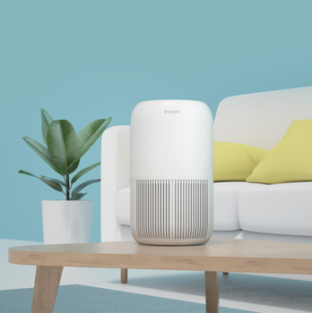 Очиститель воздуха Evoair YuvoSpin с УФ-C лампой и True HEPA фильтром, 4 скорости, ночной режим, антиаллергенная функция, блокировка экрана, окружающее освещение, белый
