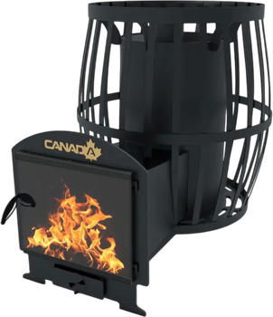 Дровяная каменка Canada Бочка 2 30 м3 со стеклом и выносом (CB-0220052S)