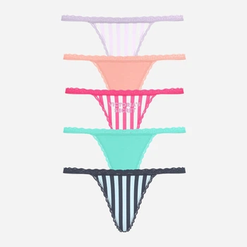 Набір трусиків стрінги жіночих бавовняних Victoria's Secret 767850637 L 5 шт Різні кольори (1159836134)