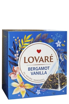 Чай Lovare Bergamot Vanilla чорний з ароматом ванілі та бергамоту у пірамідках 15 шт х 2 г (55434)