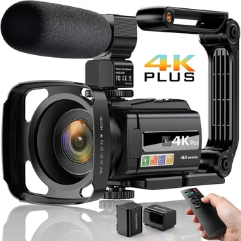 Цифровая видеокамера PEAWOLCY HDV514K Plus / 48Мп / 4К / 60fps / 16Х зум / Черная Б/В