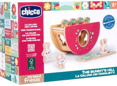 Zabawka Chicco My Wood Friends Drewniane wzgórze króliczków z sorterem kształtów i figurkami (8058664177790)