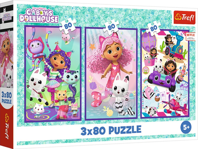 Zestaw Puzzle Trefl Kolorowe dni Gabby 3 x 80 elementów 34882 (5900511348828)