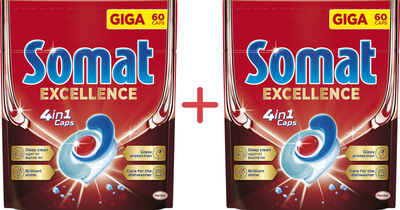 Упаковка таблеток для посудомийної машини Somat Exellence 60 шт x 2 шт (9000101808087)