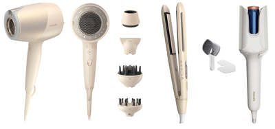 Фен Philips BHD829/00 SenseIQ серії 9000 + Випрямляч для волосся Philips BHS838/00 SenseIQ серії 8000 + Автостайлер Philips BHB968/00 WavePro серії 9000 (комплект)