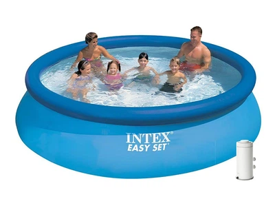 Бассейн надувной Intex 28132 круглый на 5621 л с картриджным насосом и чашей из ПВХ 366х76 см Синий (124-9-28132)