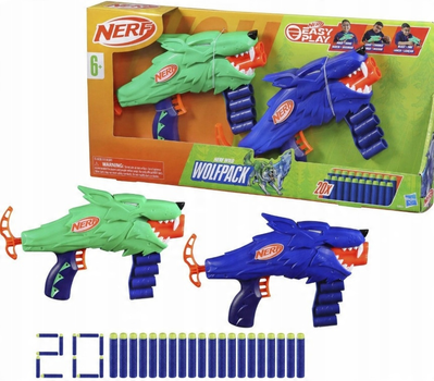 Zestaw wyrzutni Hasbro Nerf Easy Play Wild Wolfpack 2 szt + 20 strzałek G0031 (5010996255419)