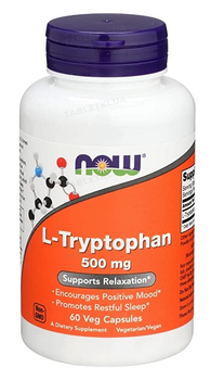 Триптофан, L-Tryptophan, Now Foods, 500 мг, 60 капсул