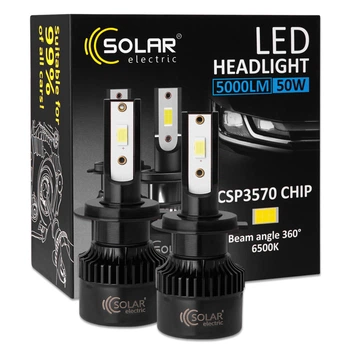 Автолампа Solar LED H7 12/24V 50W 5000 Lm 6500K CSP3570 2 шт (8507S2)